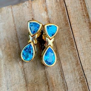 14k Gold, Blue Topaz Earrings